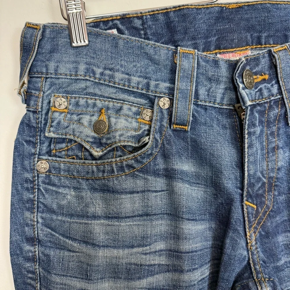 True Religion Jeans Mens 30 Blue Cotton Denim Embroidered Tag Made in USA